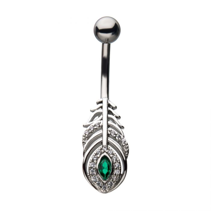Peacock Feather Belly Ring