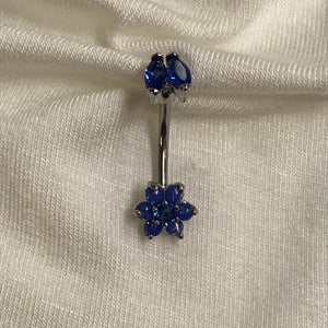 Six Petal Flower with Two Petal Ball Belly Ring