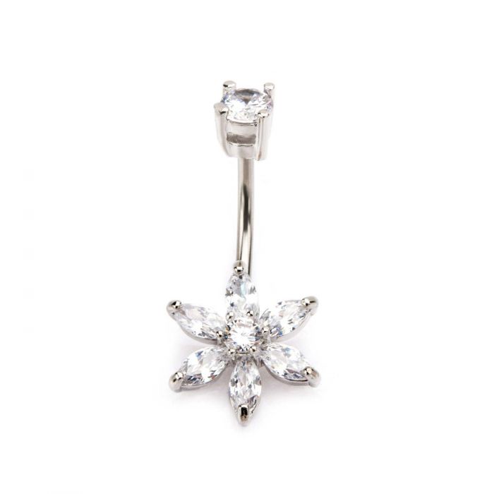 Six Petal Small Center Flower Belly Ring
