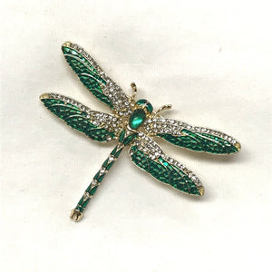 Green Dragonfly Enamel Brooch