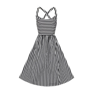 Black and White Striped Swing Dress