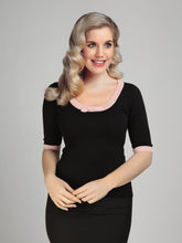 Load image into Gallery viewer, Freya Black and Pink Bow Sweater Top
