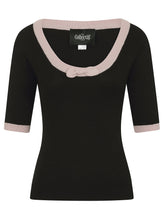 Load image into Gallery viewer, Freya Black and Pink Bow Sweater Top
