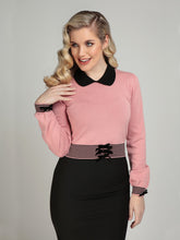 Load image into Gallery viewer, Maeve Pink and Black Bow Jumper Top
