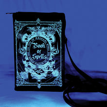 Load image into Gallery viewer, book of spells purse glow in the dark
