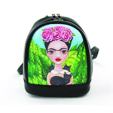 Frida with Black Cats Mini Backpack