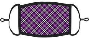 Purple and Black Plaid Cotton Face Mask