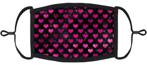 Fuchsia Hearts Cotton Face Mask