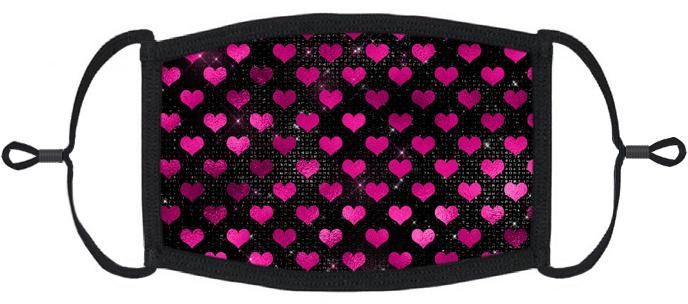 Fuchsia Hearts Cotton Face Mask