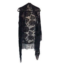 Load image into Gallery viewer, Black Floral and Fringe Burnout Vest
