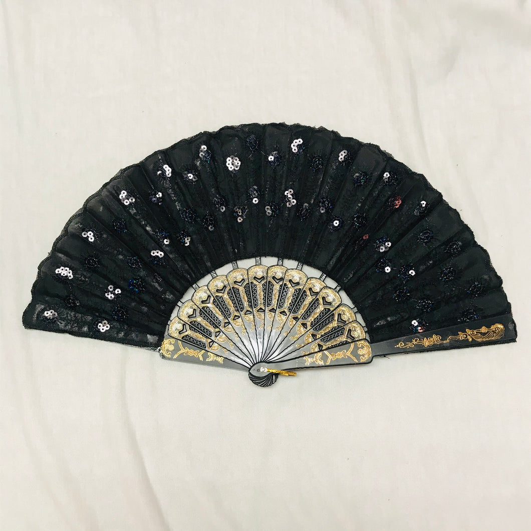 Sequin and Lace Hand Fan- More Colors Available!