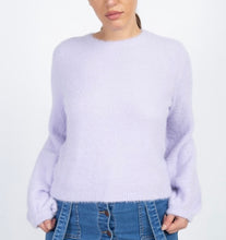 Load image into Gallery viewer, Lavender Round Neck Fuzzy Sweater
