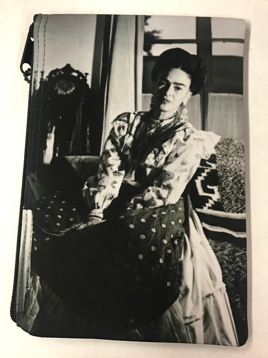 Frida Black and White Portrait Print Pouch