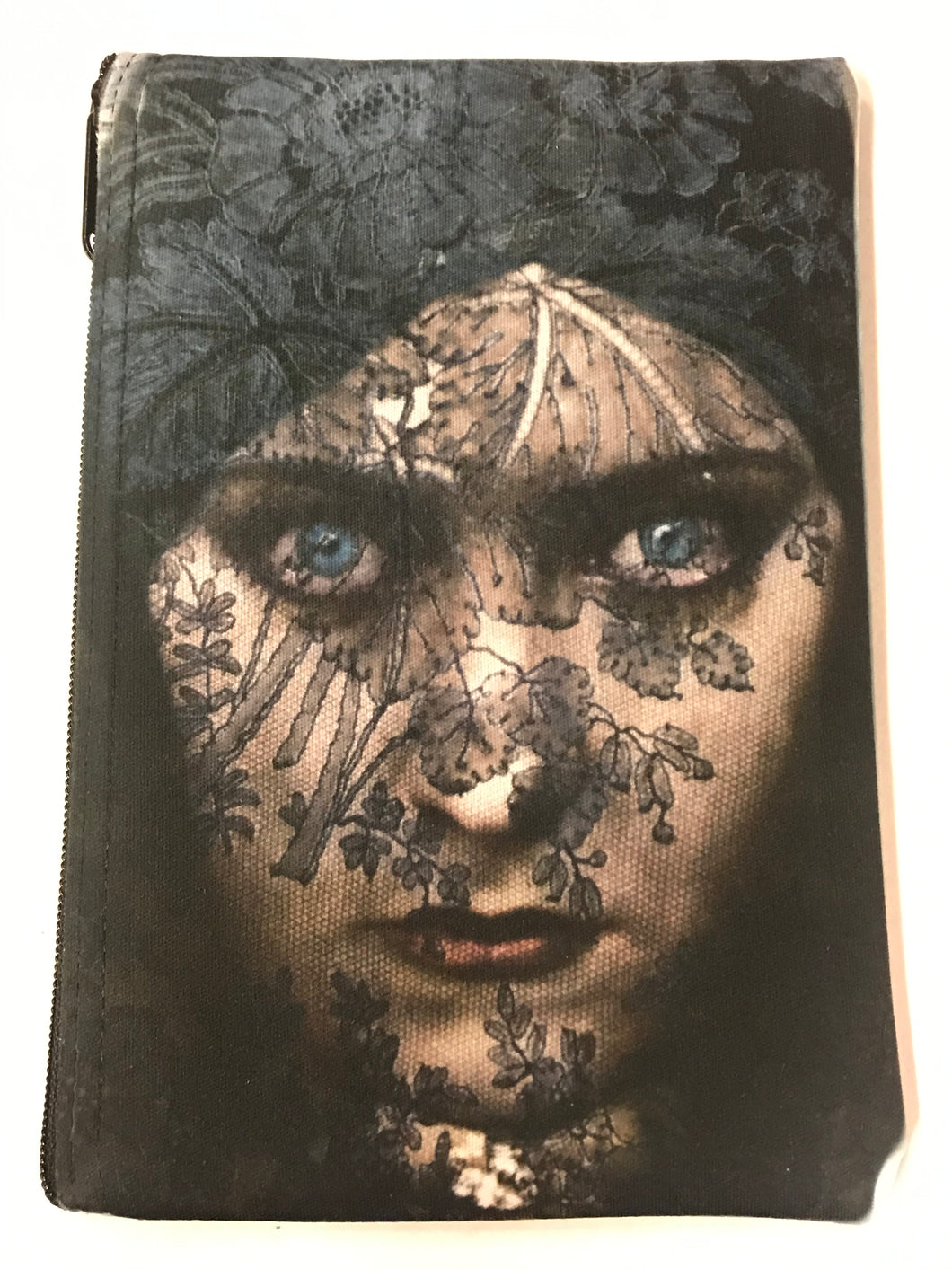 Blue Eyed Woman With Lace Veil Print Pouch