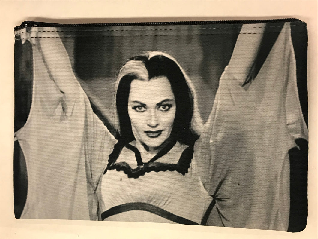 Lily Munster Black and White Print Pouch