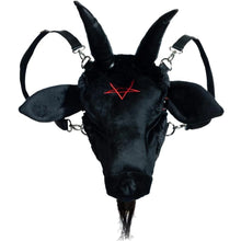 Load image into Gallery viewer, Baphomet Head Plush Convertible Purse converts to backpack
