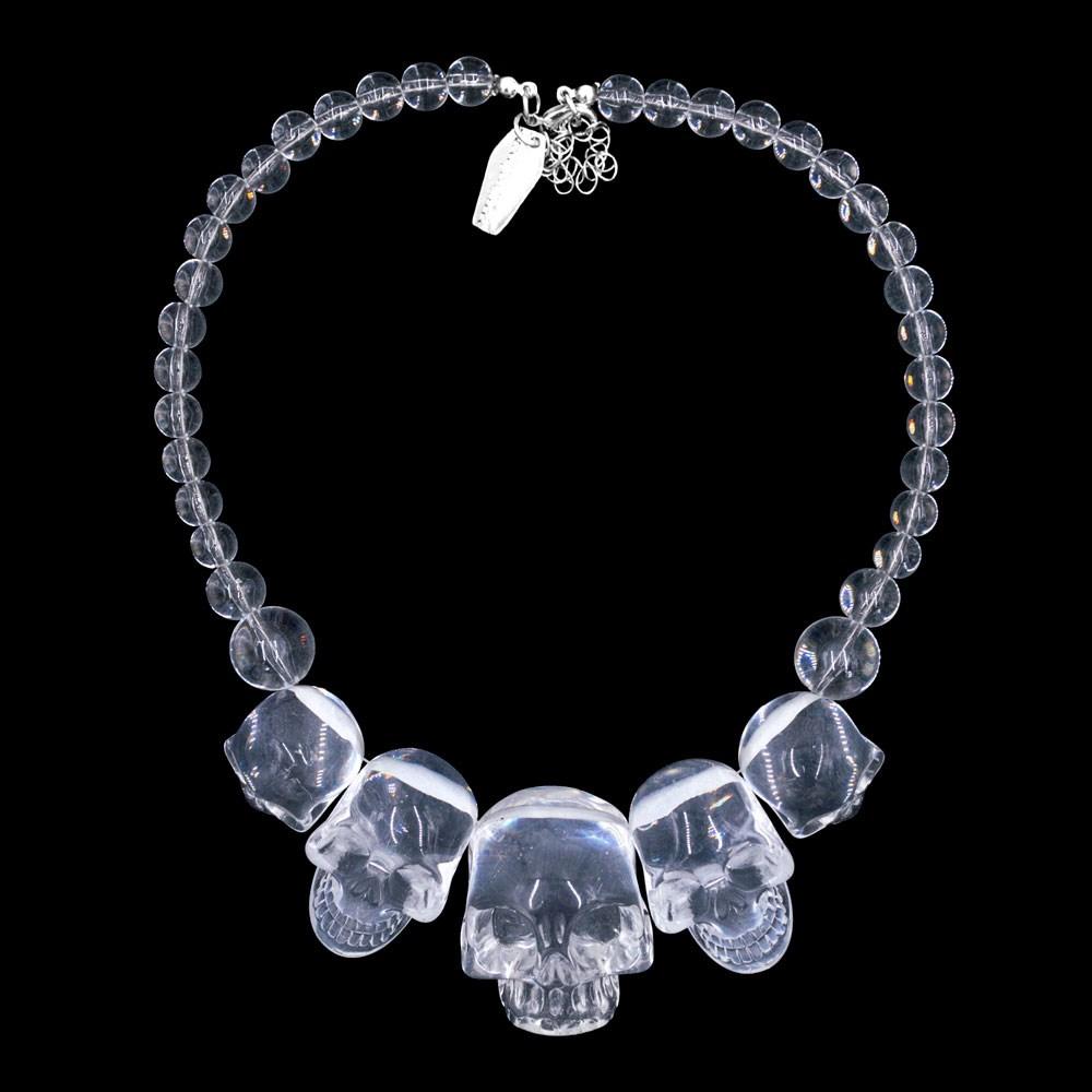 Human Skull Acrylic Necklace-Clear Crystal