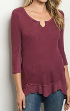 Load image into Gallery viewer, Wine Thermal Rib Tunic Top
