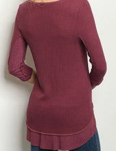 Load image into Gallery viewer, Wine Thermal Rib Tunic Top
