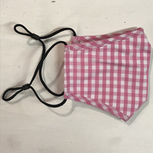 Pink and White Gingham Adjustable Mask