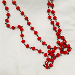 Long Rosary Style Bead Necklace