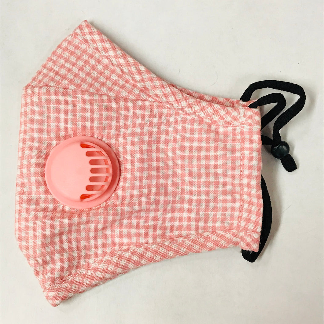 Pink Gingham Mask with Attached Filter