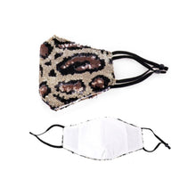 Load image into Gallery viewer, Cheetah Print Sequin Adjustable Mask

