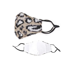 Load image into Gallery viewer, Leopard Print Sequin Adjustable Mask
