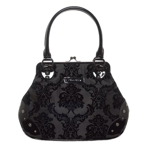 Black Damask Kisslock Handbag