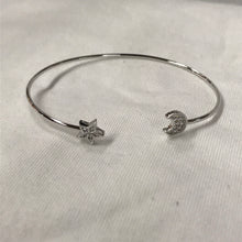 Load image into Gallery viewer, Moon and Star Dainty Adjustable Bangle Bracelet
