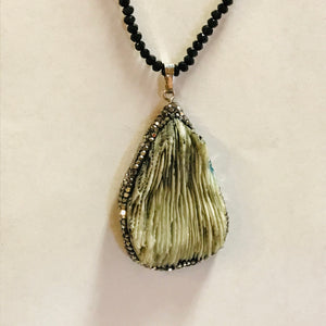 Crystal Pendants on Small Black Bead Chain Statement Necklaces