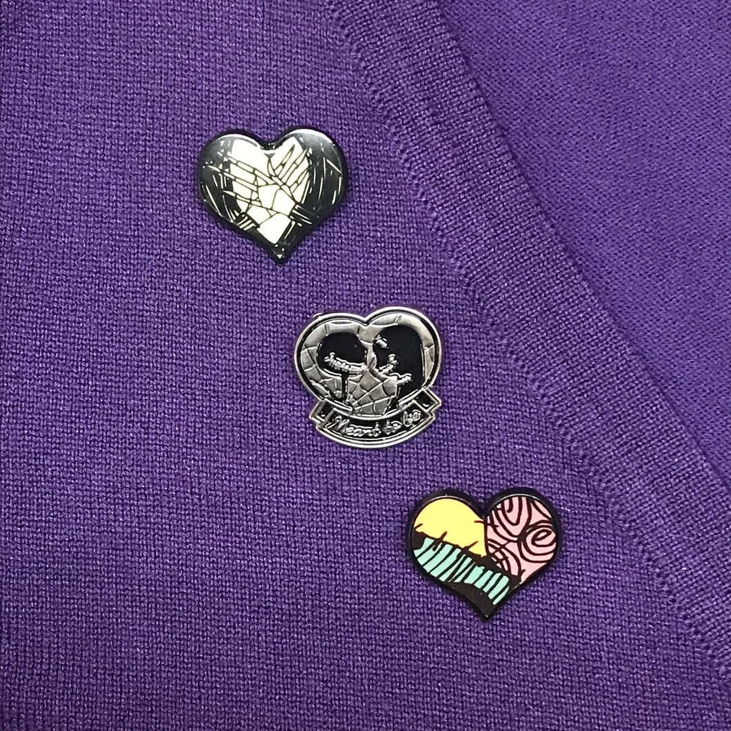 Nightmare Before Christmas Heart Pins Set of 3