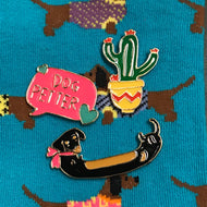 Wiener Dog, Potted Cactus, and 