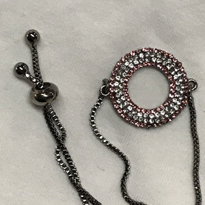 Pink Crystal Hoop Adjustable Bracelet