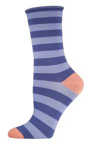 Tangerine and Blue Stripe Women's Funky Socks