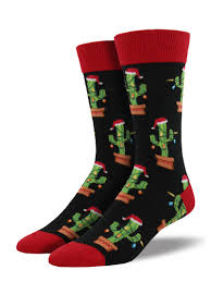 Christmas Cactus (Black) Men's Funky Socks