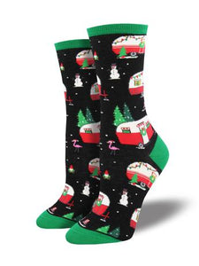 Christmas Campers (Black) Women's Funky Socks