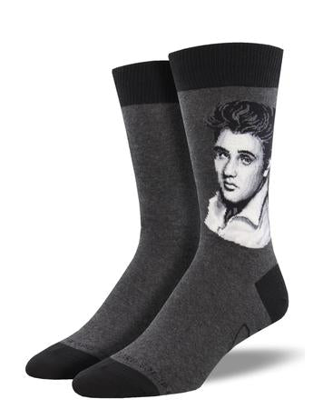 Elvis Portrait (Charcoal Heather) Men's Funky Socks