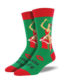 Santa Baby (Green) Men's Funky Socks