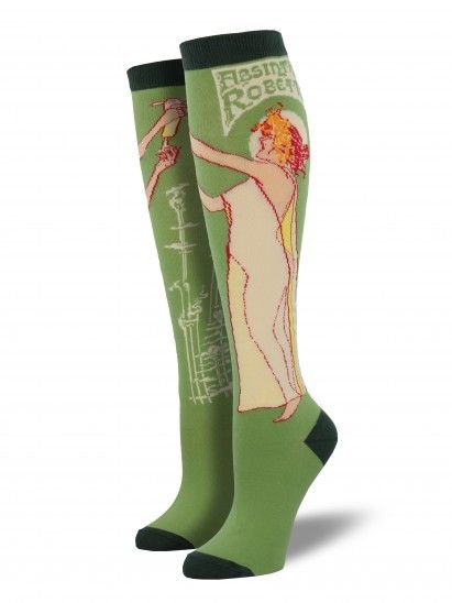 Absinthe Girl Art Nouveau Sage Knee Socks