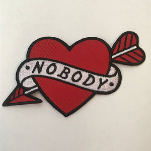 Nobody Banner Heart Tattoo Patch