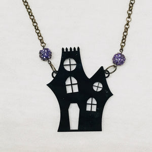 Haunted House Acrylic Statement Necklace