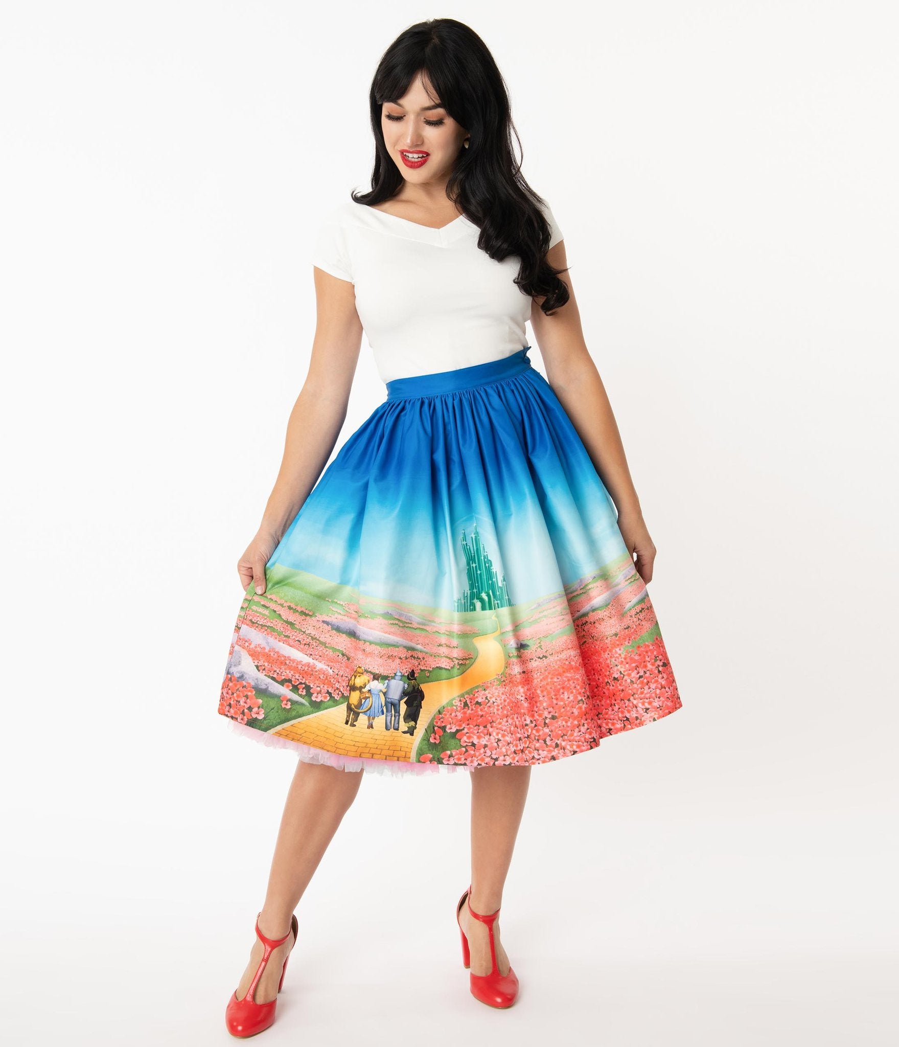 Wizard of Oz Yellow Brick Road Gellar Swing Skirt – Pink Wizard of Oz Yellow Brick Road Gellar Swing Skirt – Pink