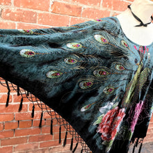 Load image into Gallery viewer, Hera Velvet Beaded Peacock Poncho

