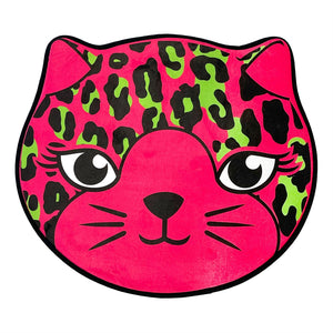 Pink and Green Leopard Cat Bath Mat
