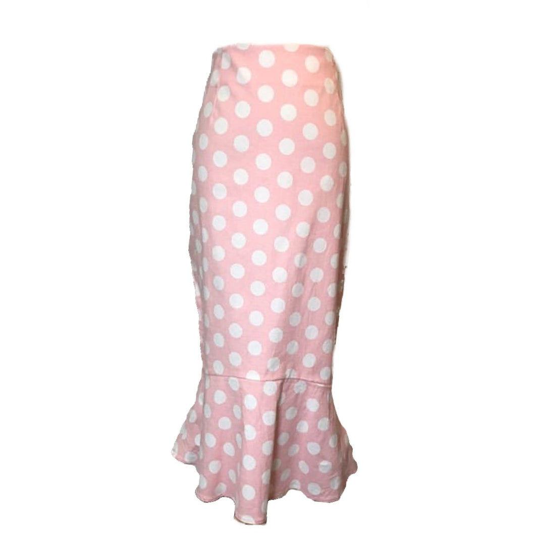 Pink and White Polka Dot Pencil Skirt- Size Medium LAST ONE!