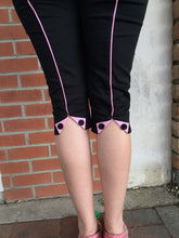 Load image into Gallery viewer, Black and Pink Pinstripe Capri Pants
