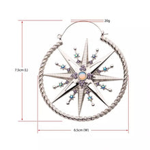 Load image into Gallery viewer, Blue Starburst Compass Rose Plug Hoops
