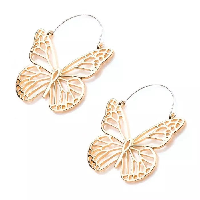 Butterfly Cutout Plug Hoops