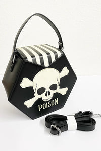 Poison Black and White Striped Glow In The Dark Purse